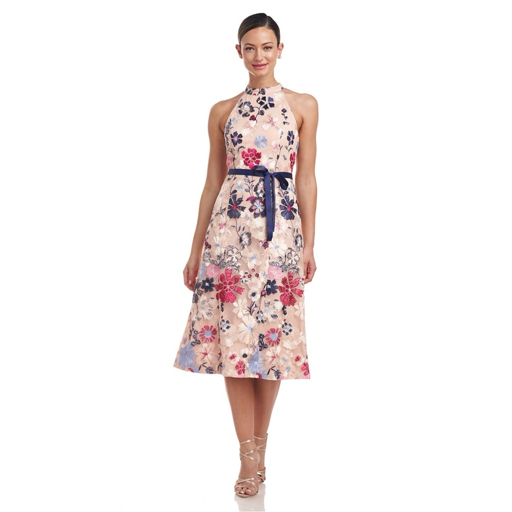 JS COLLECTION NWT Floral Embroidered Sleeveless Eleanor Tea Midi Dress 2